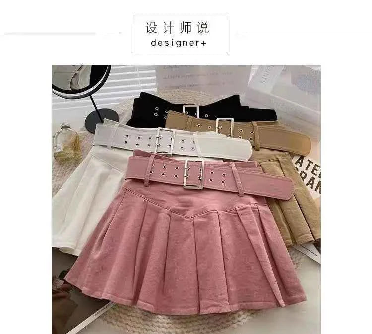 Pleated Skirts Women Korean Style Fashion High Waist Hotsweet Solid All-match Summer Students Chic Streetwear Vintage Popular