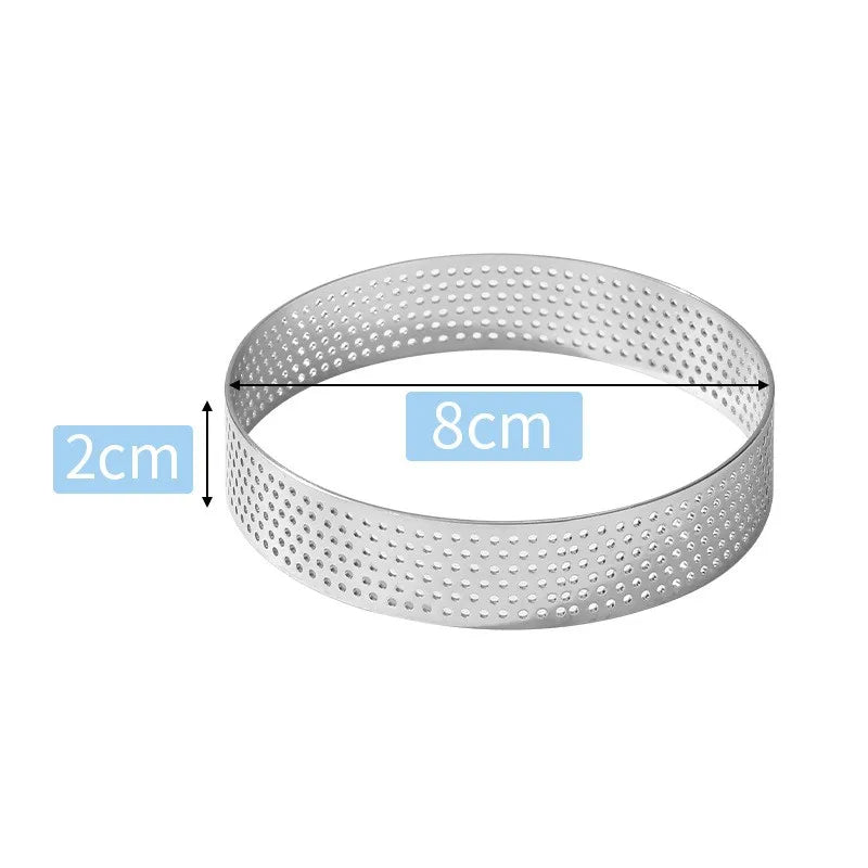 304 Stainless Steel Perforated Round Tart Mold, French Flan Ring Baking Mold With Holes, Breathable Baking Tool For Pastry