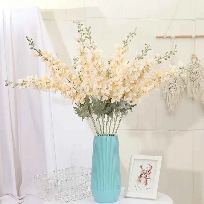 YeeNanee 6pcs Blue Delphinium Artificial Flowers Long Stem Larkspur for Wedding Centerpieces Floral Arrangements Home Vase Decor