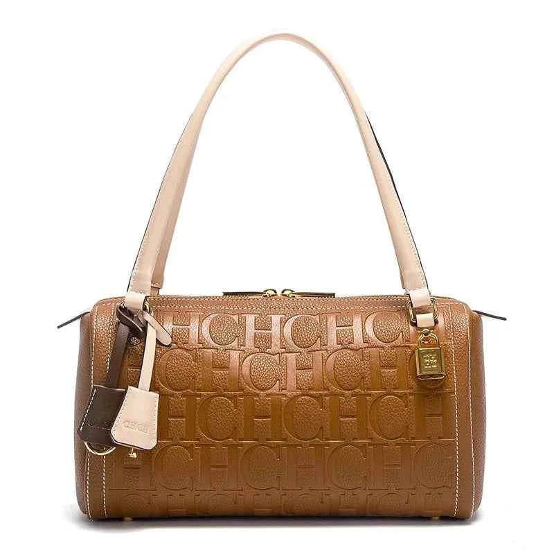 C-H Women's Boston Bag Autumn Winter New Collection Letter Design Texture Shoulder Bags