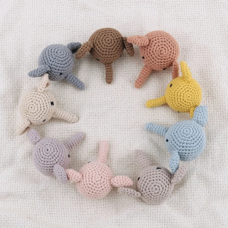 Crochet Animal Baby Pacifier Clip Accessories Handmade Knitted Bunny Teether Beads Newborn Nipple Clip Dummy Soother Holder Toy