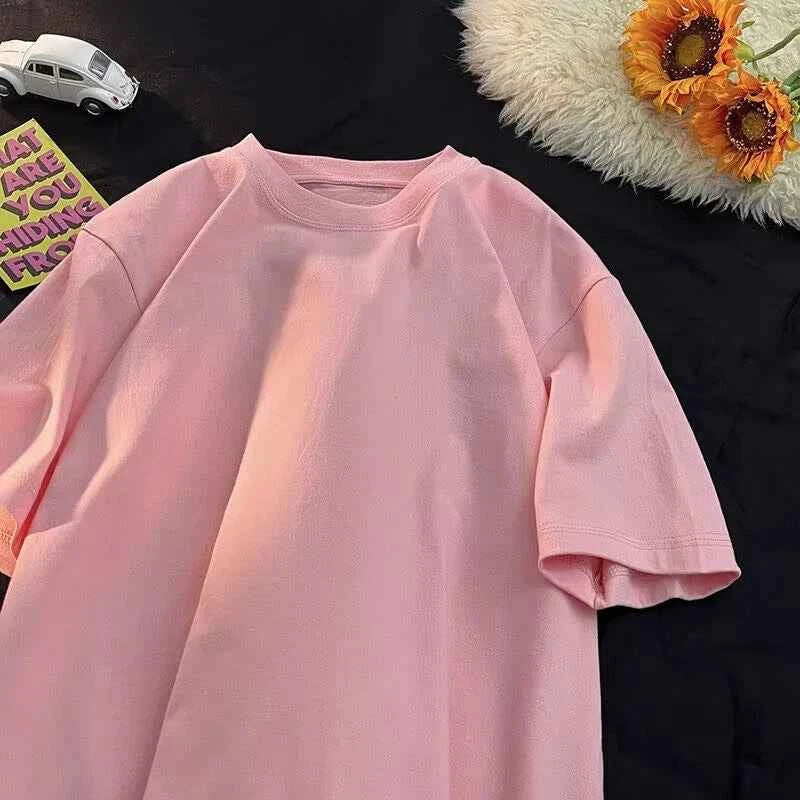 Summer 100% Pure Cotton Men's and Women's Casual Sports Loose Soft Short-sleeved O-neck Comfortable and Breathable T-shirt