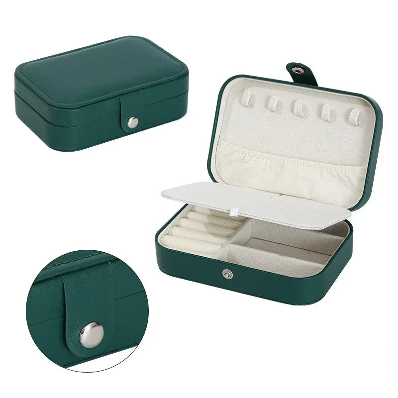 Portable Jewelry Box Jewelry Organizer Display Travel Jewelry Case Boxes Button Leather Storage Zipper Jewelers Joyero