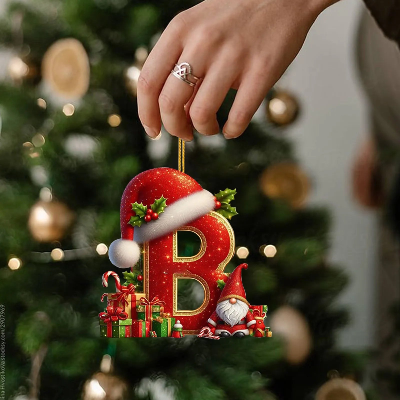 2D Home Decorations Ornaments 26 Letter Pendant For Christmas Tree Decor Christmas Ornaments Acrylic Flat Christmas Tree
