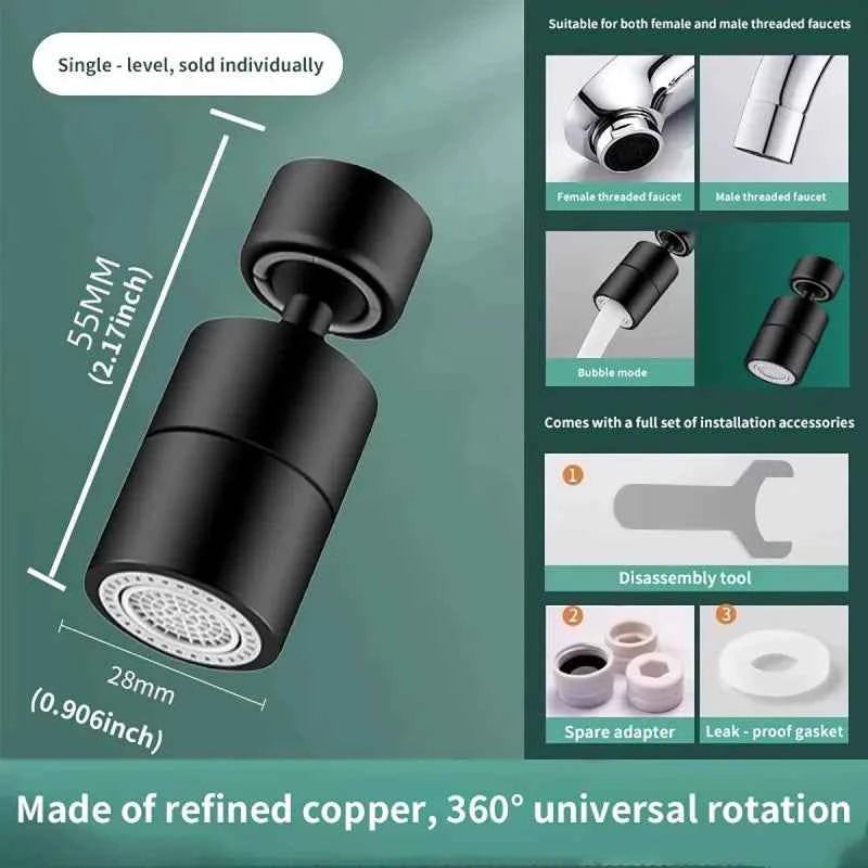 360° Rotary Kitchen Faucet Spray Head Filter washbasin Splash proof Adapter 2 Mode adjustable Kitchen Sink Faucet Aerator