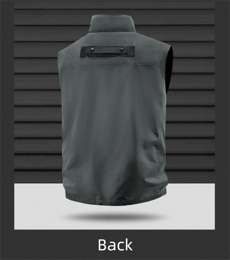 2025 Men's Outdoor Tooling Multi-Pocket Casual Outdoor Fishing Large Size Vest with Vertical Collar Breathable Quick-drying Vest