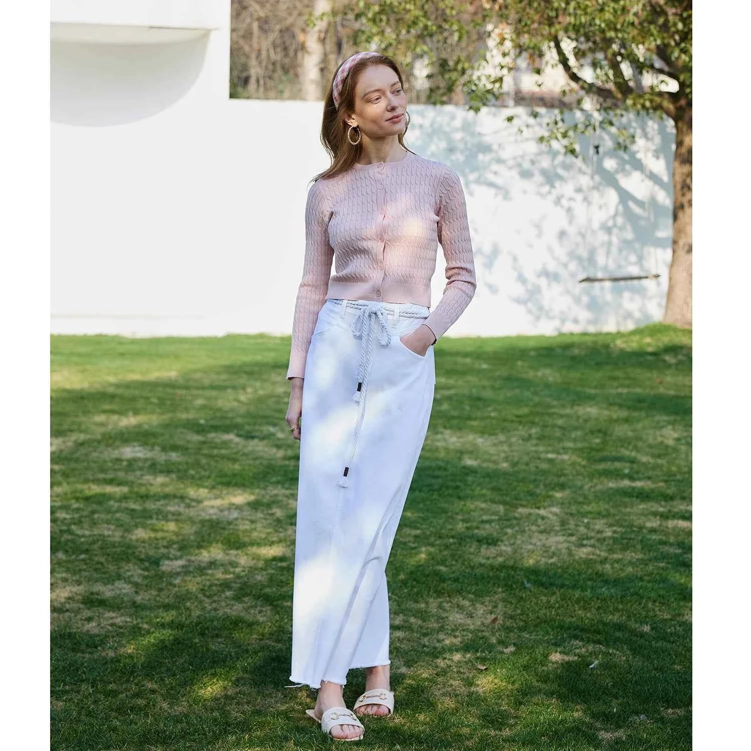 AP SS26 Women Sleeveless Shirt and Cable Knitting Cardigan Clothing