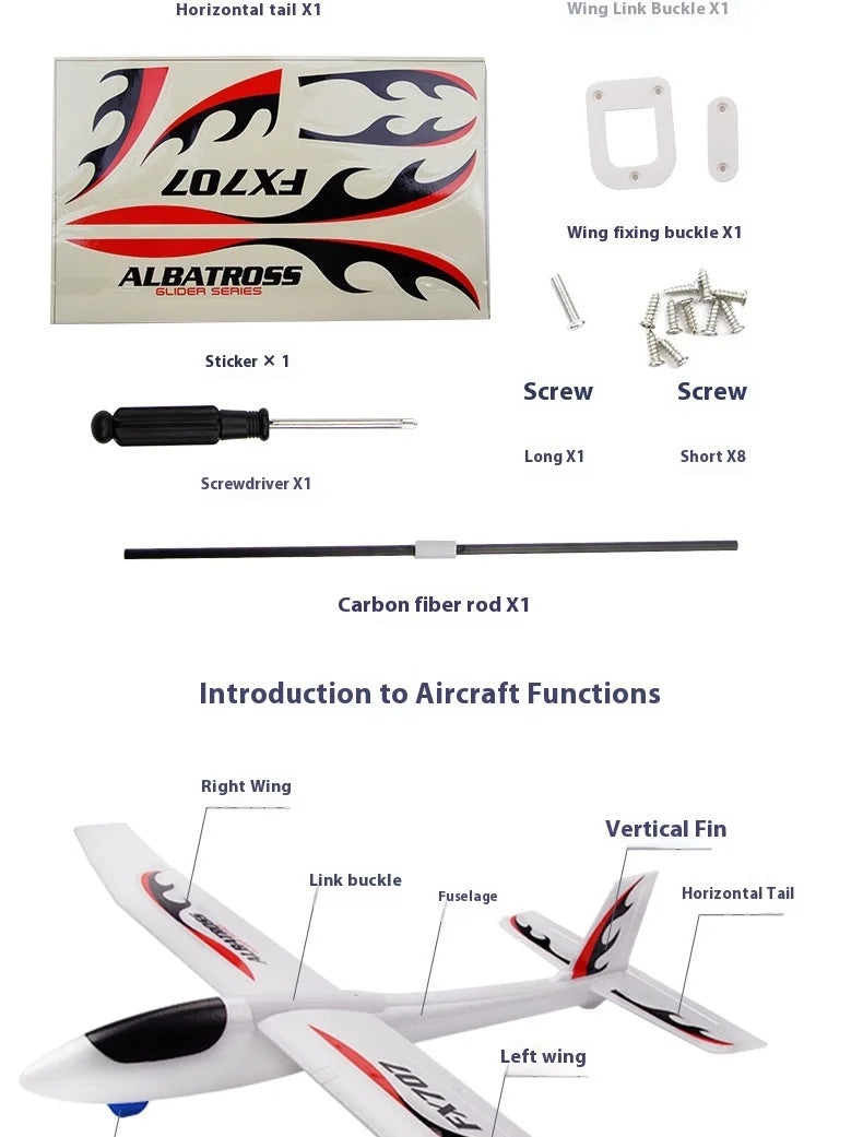 FX707S Aircraft Upgraded and Enlarged Version of Large-Scale EPP Foam Hand-Thrown Aircraft Model