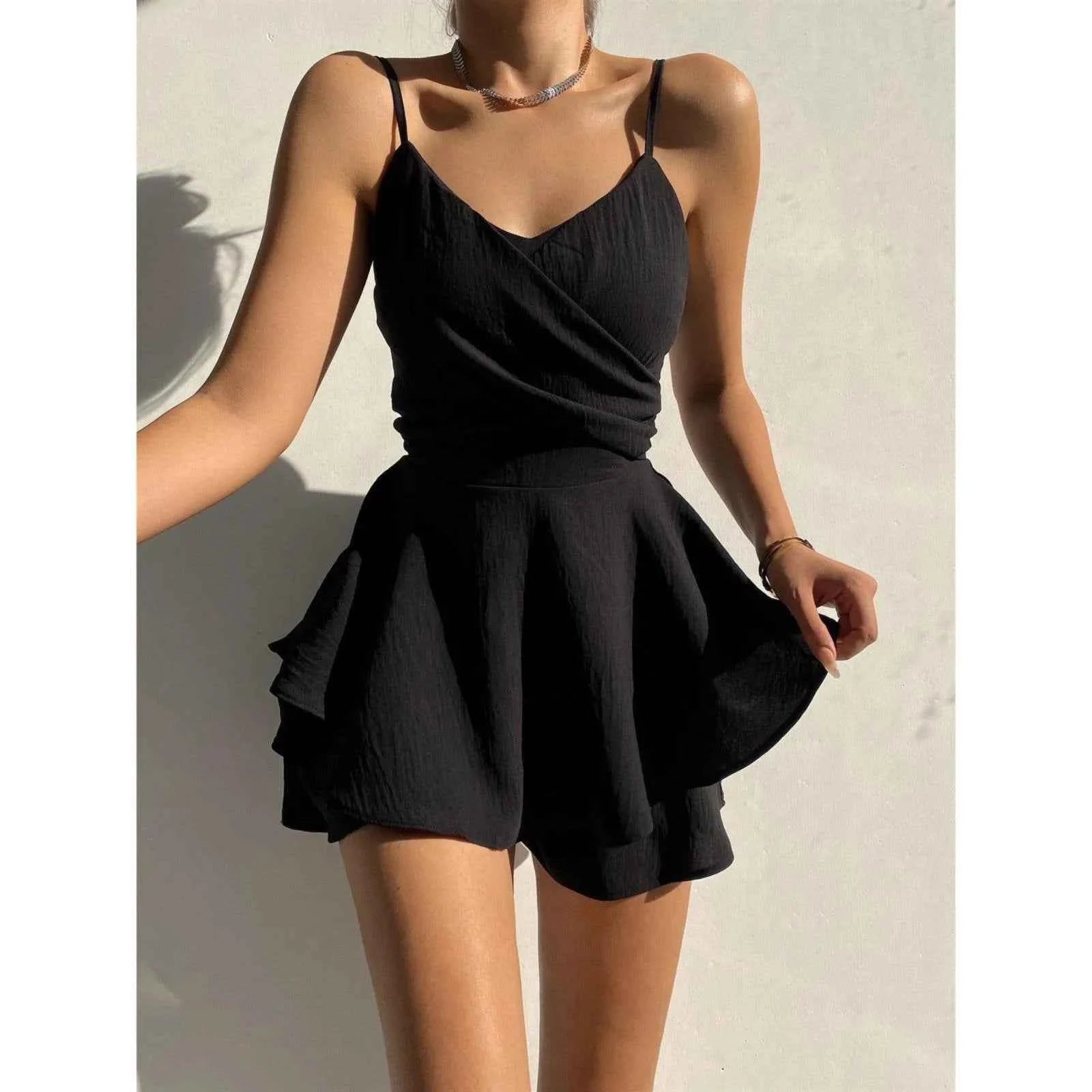Summer Dresses Sexy Outfits 2023 Plus Size Solid Color Suspender Sexy Summer Dresses Female Vintage Casual Beach Dresses