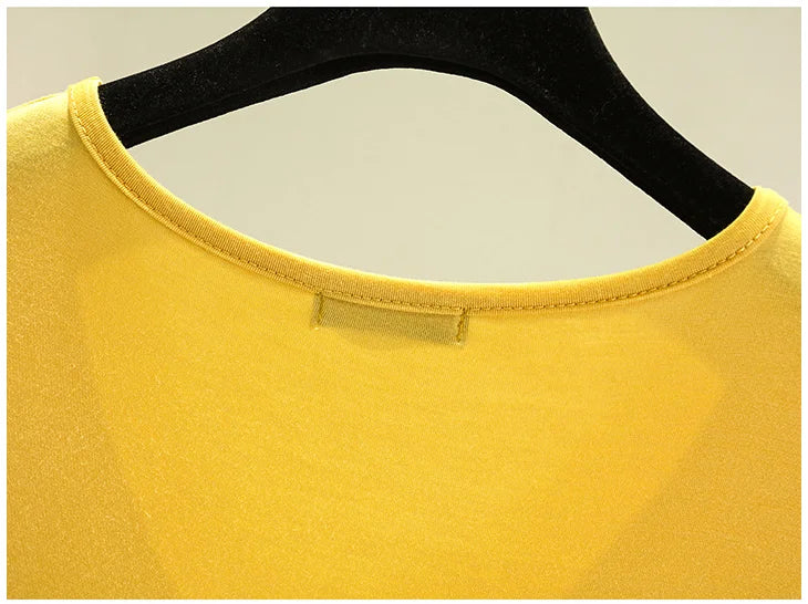 Summer women Modal V-Neck Tshirt Thin Bottoming T-shirts Plus size Loose tee tops Streetwear Basic Top