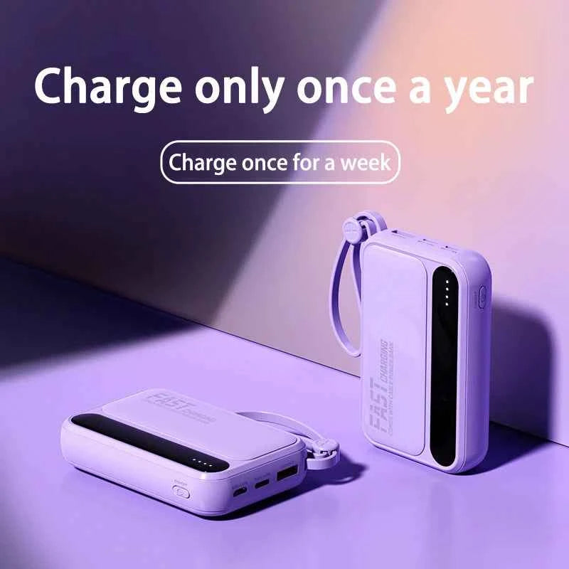 Lenovo 120W 500000mAh Power Bank Large Capacity 4 In1 Cables Intelligent Digital Display Light Portable Powerbank For iPhone New