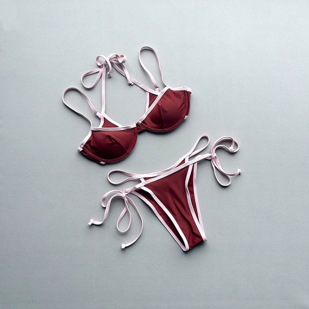 Push Up Bikinis 2026 Sexy Women Swimsuit Swimwear Female Patchwork Bikini Set Biquini Bathing Suit Thong Swimming Suit Beachwear