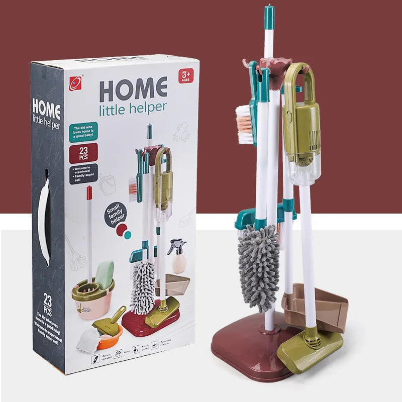 Kids Simulated Life Cleaning Toys Children's Pretend Play Cleaning Set and Sanitation Simulation Broom Vacuum Cleaner Tool Toy