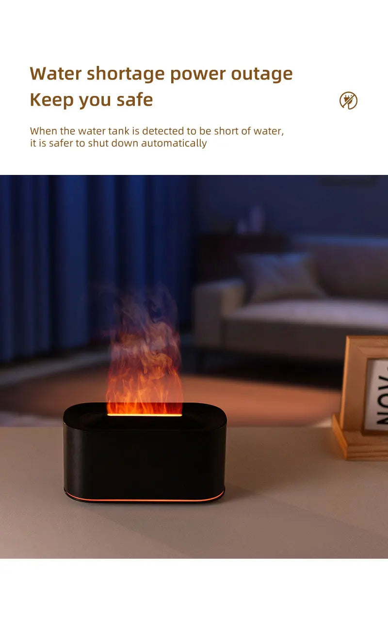 Aromatherapy Diffuser with Flame Effect, Essential Oil Diffuser and Cool Mist Humidifier, Silent Humidifier for Home and Bedroom