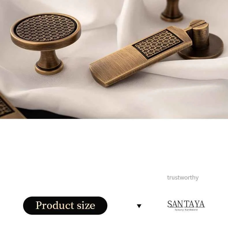 Santaya Antique Brass Handle Luxury Bronze Pull Kitchen Cabinet Handle Wardrobe Drawer Knob