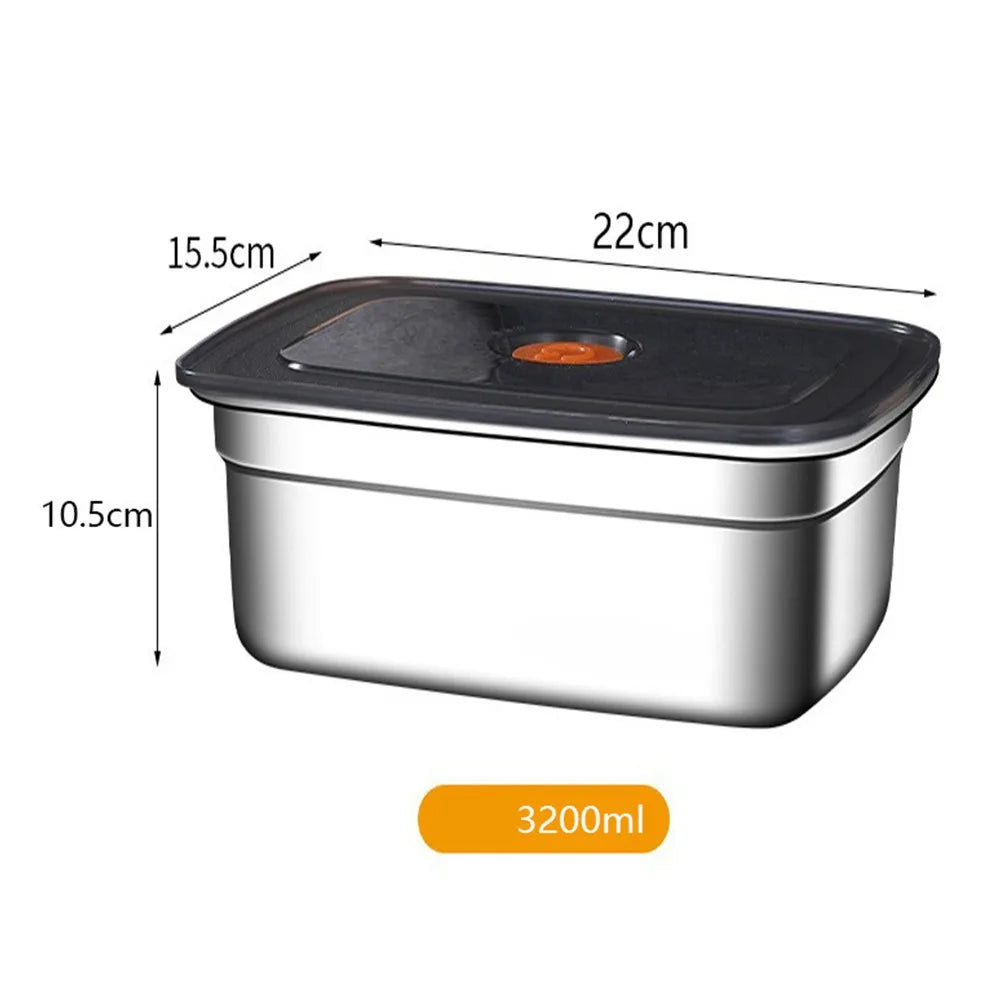 Stainless Steel Camping Lunch Box Sealed Microwave Suitable Bento Box Leak-proof Large Capacity Refrigerator Freezer Storage Box
