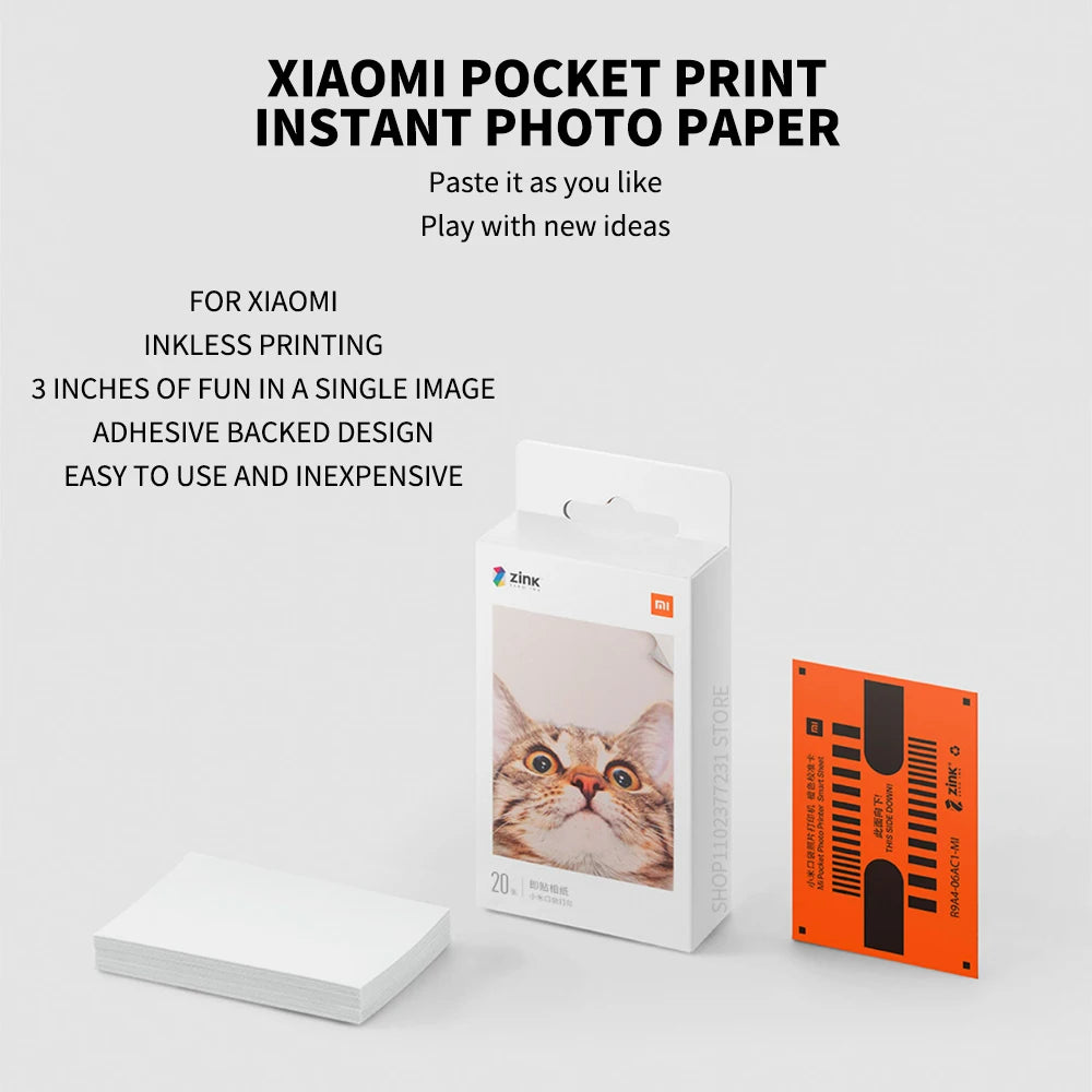 MIJIA AR Printer 300dpi Portable Photo Mini Pocket With DIY Share Picture Printer，case or Photo Paper，Work With Mihome APP