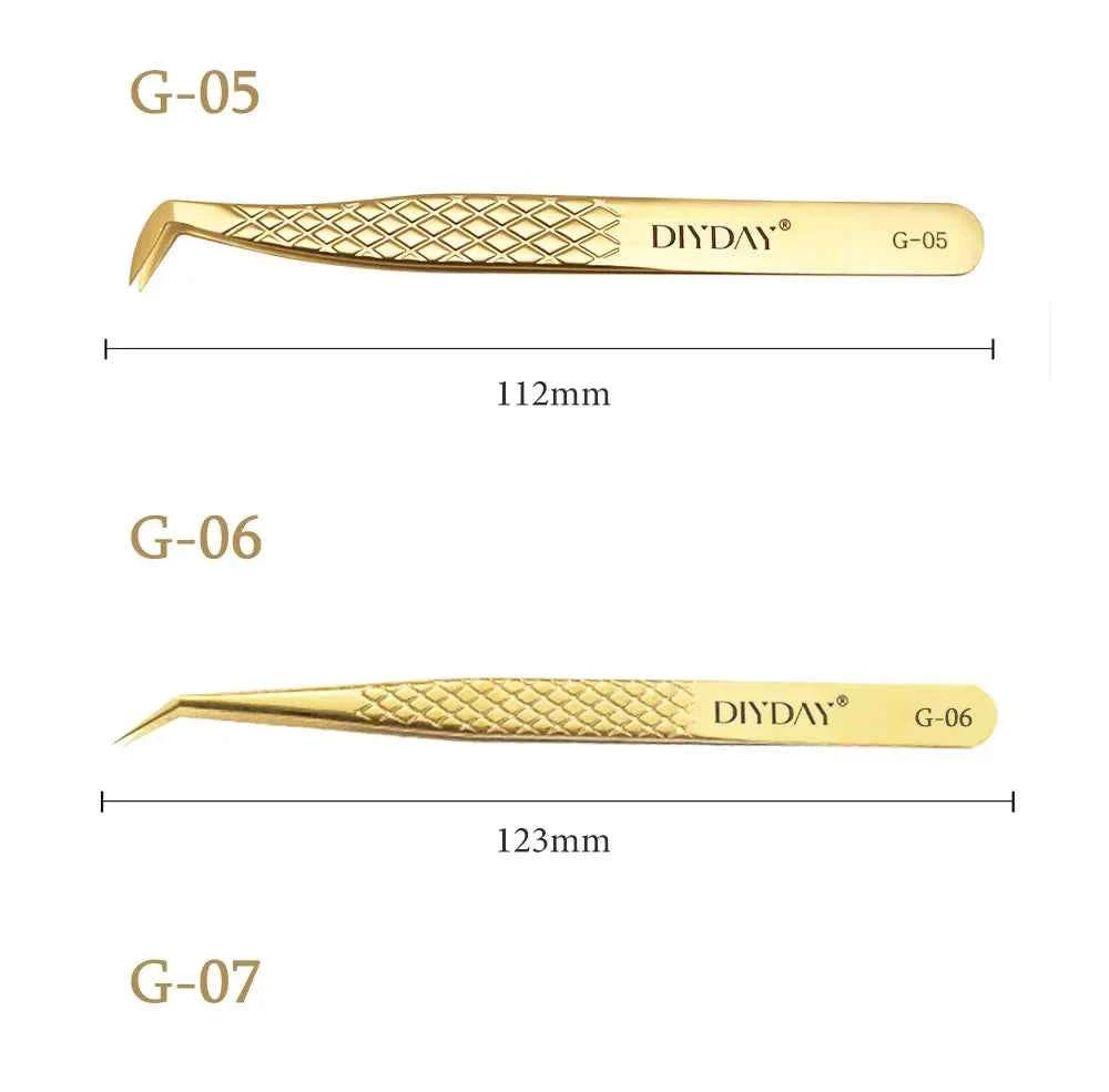 DIYDAY Anti-slip Eyelash Extension Tweezers Stainless Steel Fiber Tip Lashe Tweezer Precision Makeup Tool for Professional Use