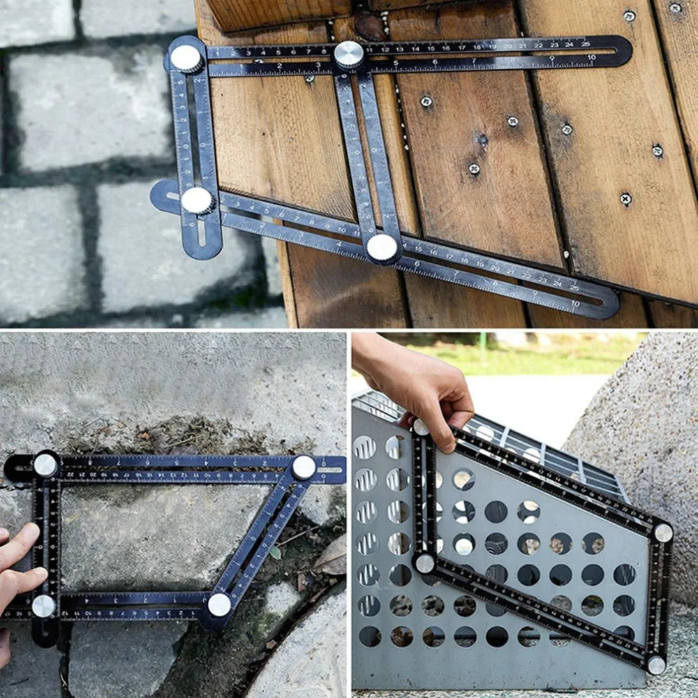 Construction Tools Multi Angle Measuring Ruler Aluminum Folding Positioning Ruler Professional DIY Wood Tile Flooring Punch Tool