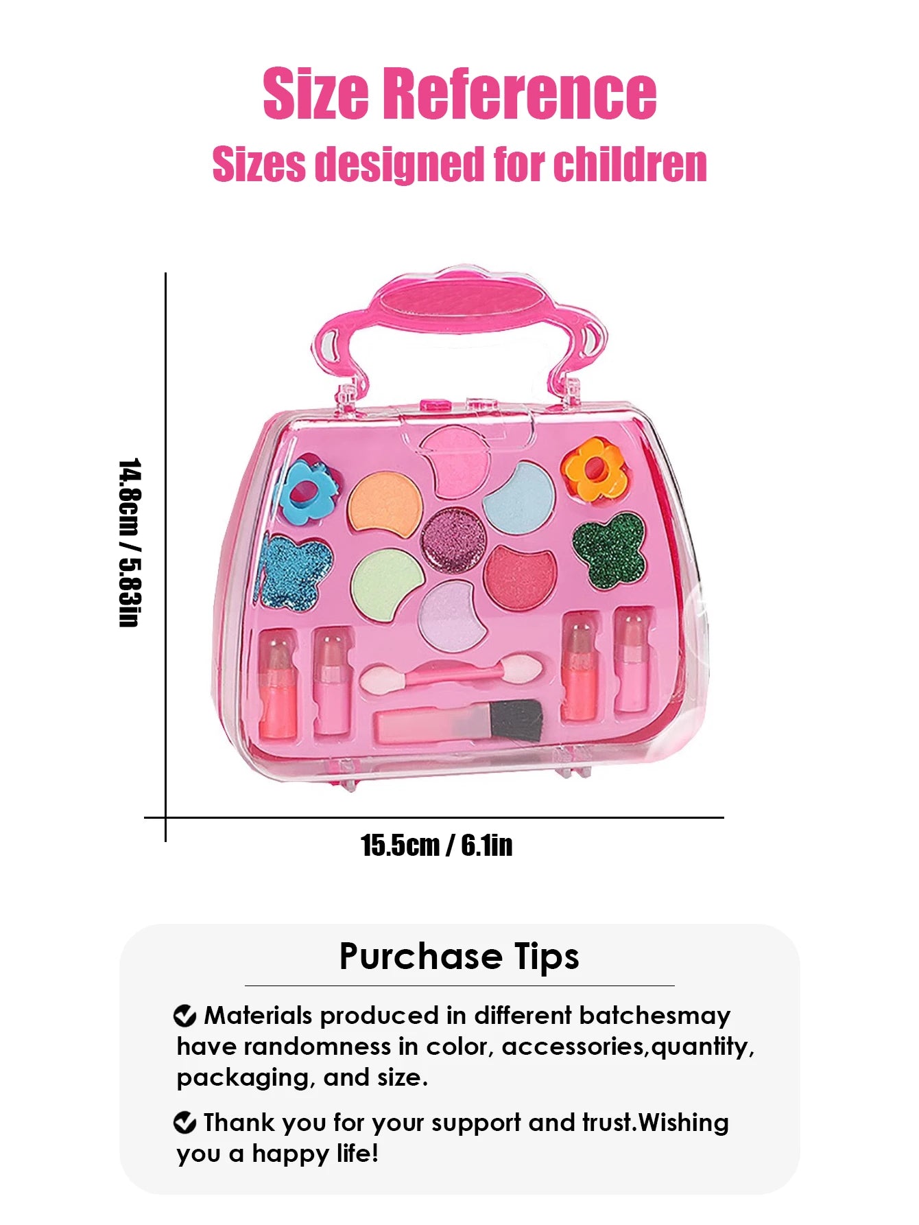 Kids Beauty Makeup Kit for Girls, Little Handbag Make-up Toys Princess Washable Pretend Play Cosmetic Set Toys Birthday Gifts