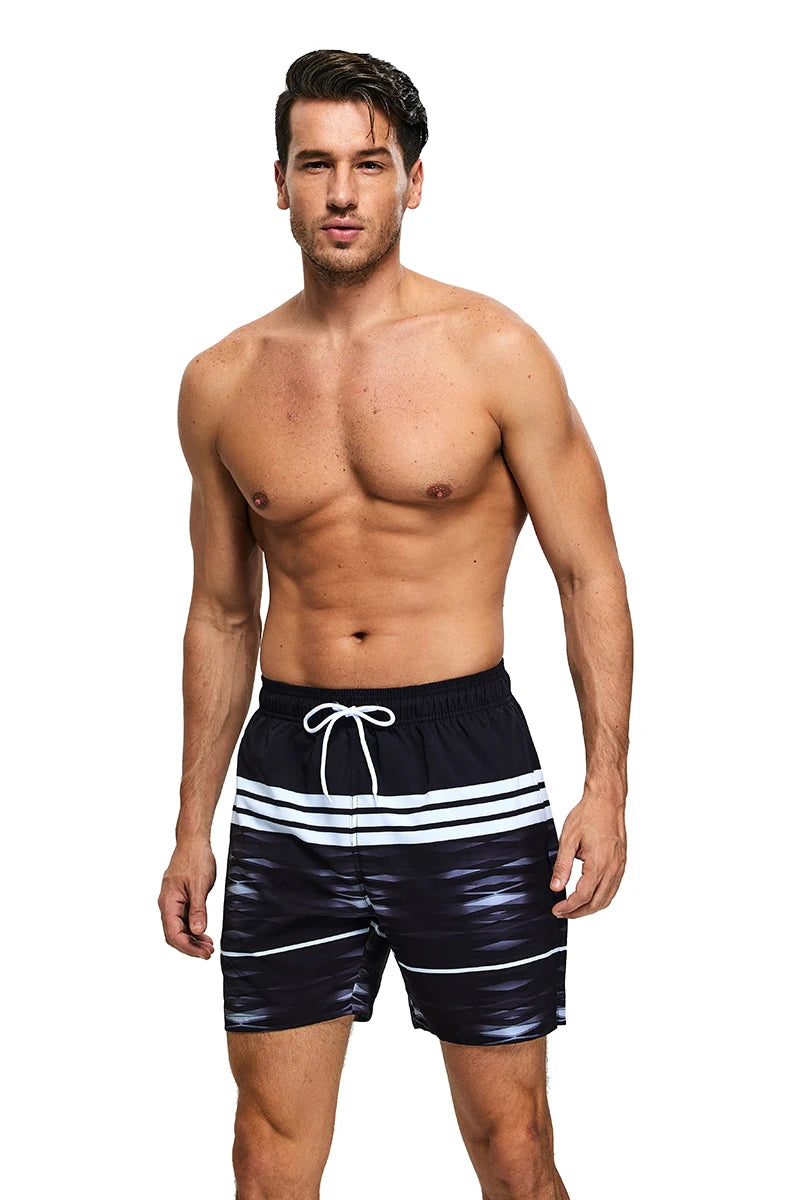ESCATCH 2026 Summer New Arrival Mens Shorts 2 in 1 Quick Dry Gym Printing Swim Trunks Beach Side Zipper Pockets Swimsuit