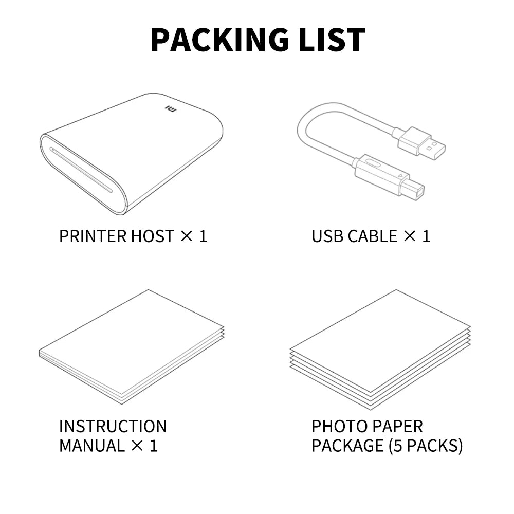 MIJIA AR Printer 300dpi Portable Photo Mini Pocket With DIY Share Picture Printer，case or Photo Paper，Work With Mihome APP
