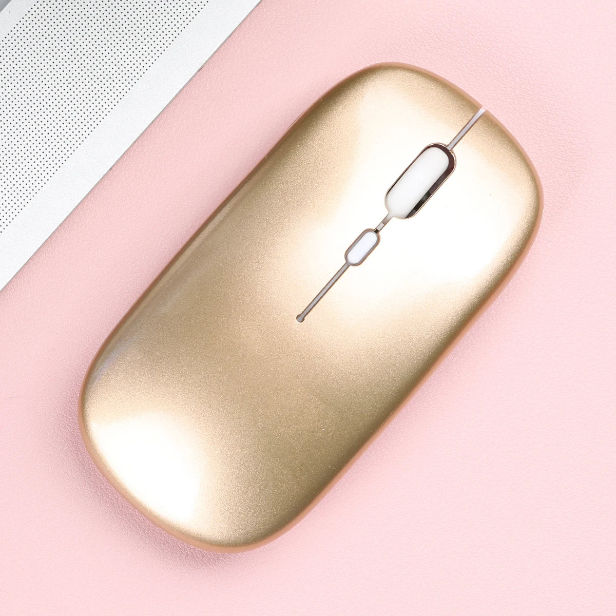 Glossy-Gold Color Wireless Bluetooth Mouse For Laptop, Tablet & Phone