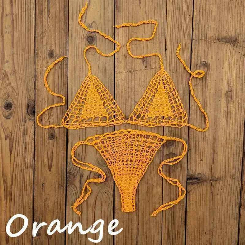 Handmade Crochet Mini Bikini Set Sexy Beach Micro-Swimsuit Sundress - Women's Swimwear