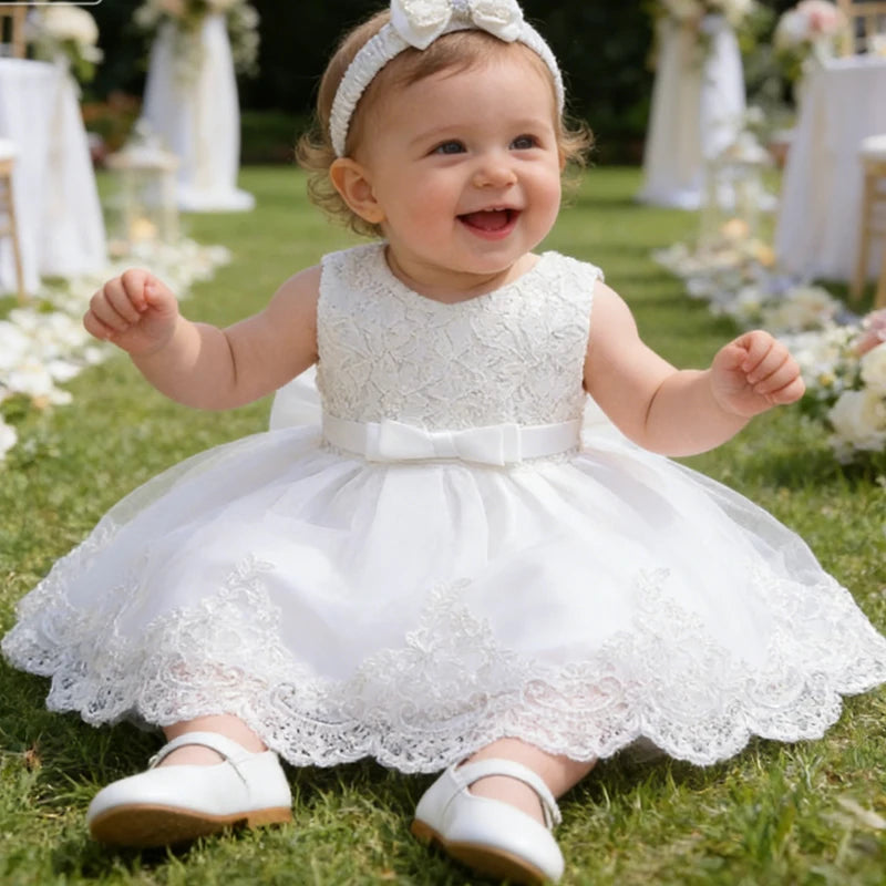 Newborn Baby Girls White Princess Christmas Dress Kids Dresses For Girls Baptism 1st Birthday Wedding Bridesmaid Infant Vestidos
