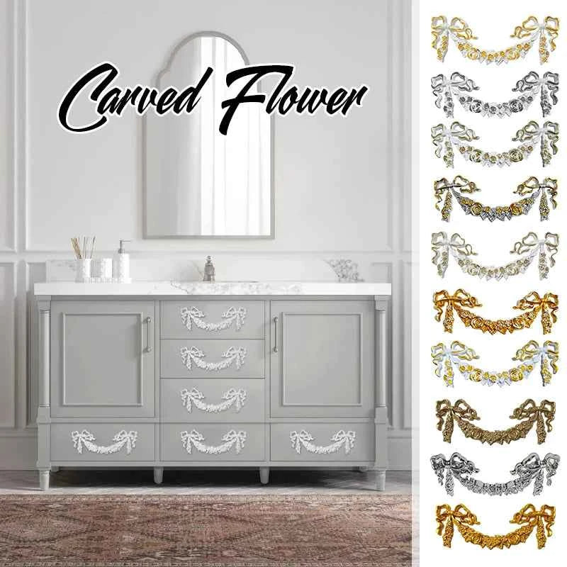 European Style Wall Decor Flower Frame Carving Crafts Wardrobe Wine Cabinet Decals Window Furniture Sliding Door Decor