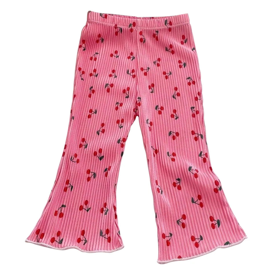 Summer Girls Floral Polka Dot Flared Pants Ice Silk Thin Fashion Outdoor Activities Children Pants Kids Everyday Versatil Pants