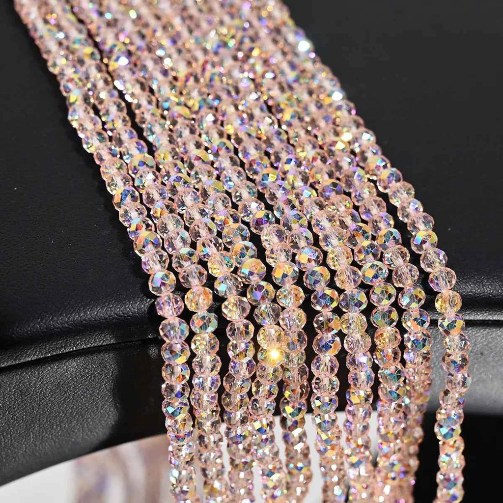 1 Strand 4MM Artificial Crystal Glass Beads Round AB Clear Faceted Loose Spacer Bead for Jewelry Making DIY Bracelet Necklace