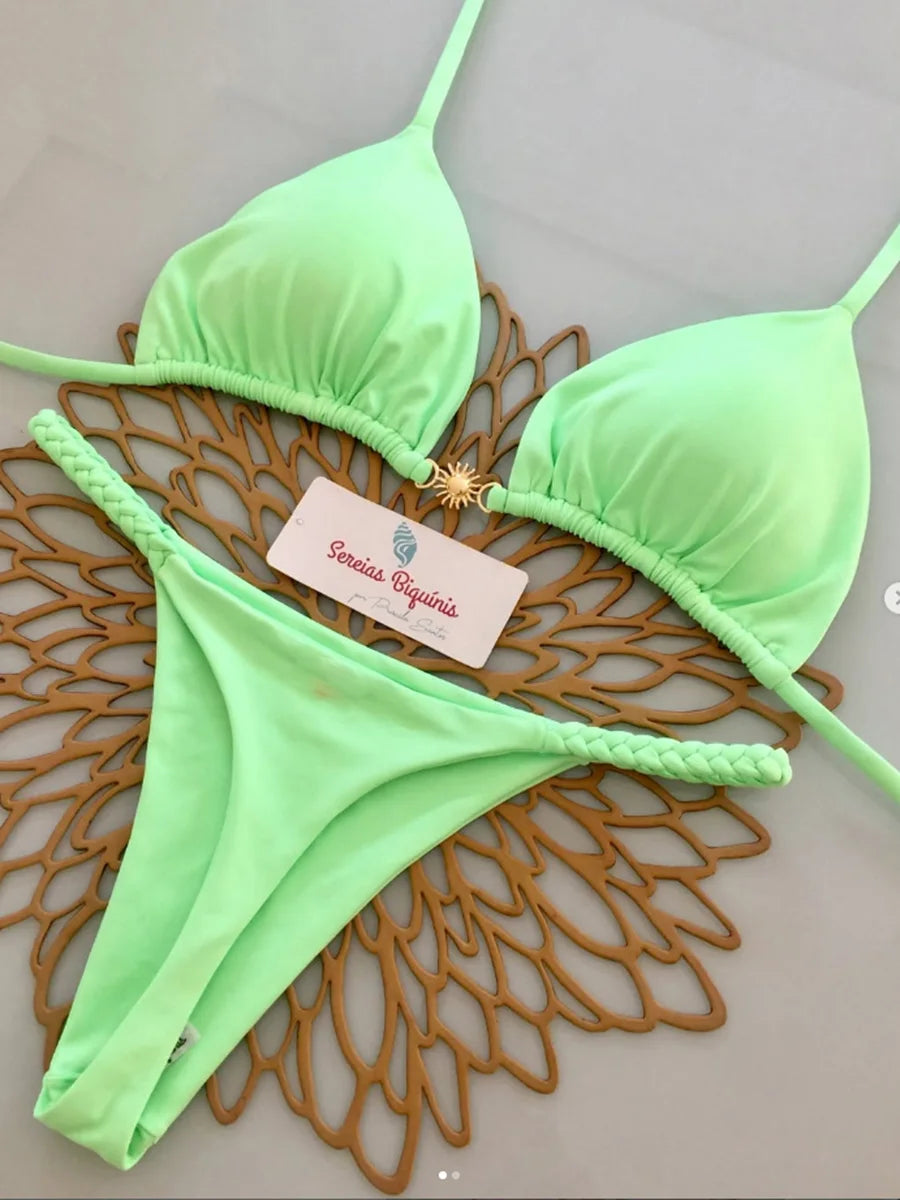 Micro Bikinis 2026 Women Swimsuit New Sexy Swimwear Halter Bikini Set Brazilian Biquini Female Thong Beachwear Party Wear