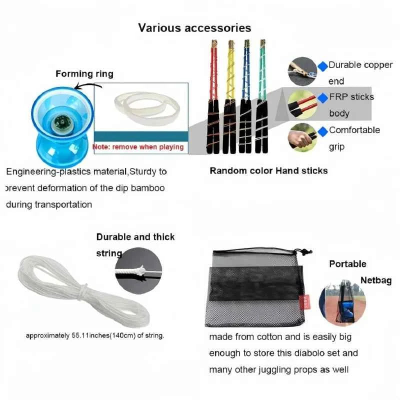 Portable Diabolo Chinese Yoyo Set Professional Fitness Gear For Adults Kids Family Outdoor Indoor Agility Exercise