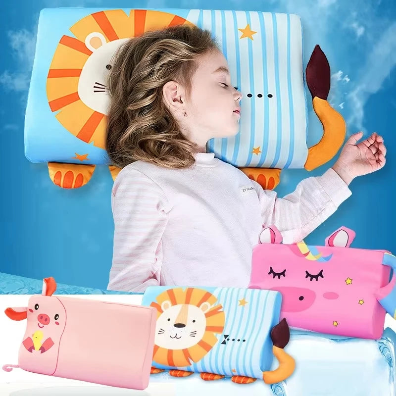 Four Seasons Baby Pillow Toddler Foam Bed Pillow Breathable Slow Rebound Baby Cartoon Neck Nursing Pillow Travel Cushion Bedding