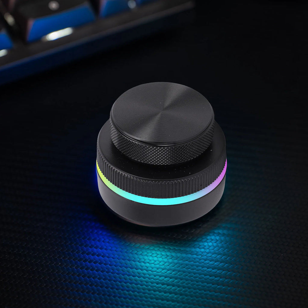 【New】Custom Rotary Knob with RGB Light Dual Knobs Page Turning Volume Controller 2.4G BT USB Support for Windows Black