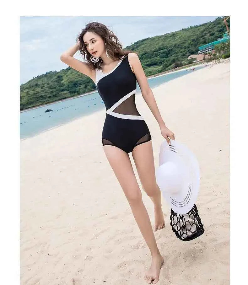 Summer 2025 New Conservative Professional Sports Belly-covering and Slimming Ins Style Hot Spring Fashion One-piece Swimsuit