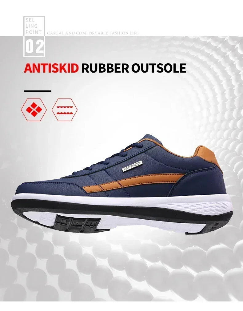 Shoes for Lace Up Footwear Vulcanized Men Leather Sneaker Waterproof Casual Comfortable Men's Sneaker Man Shoe Masculino