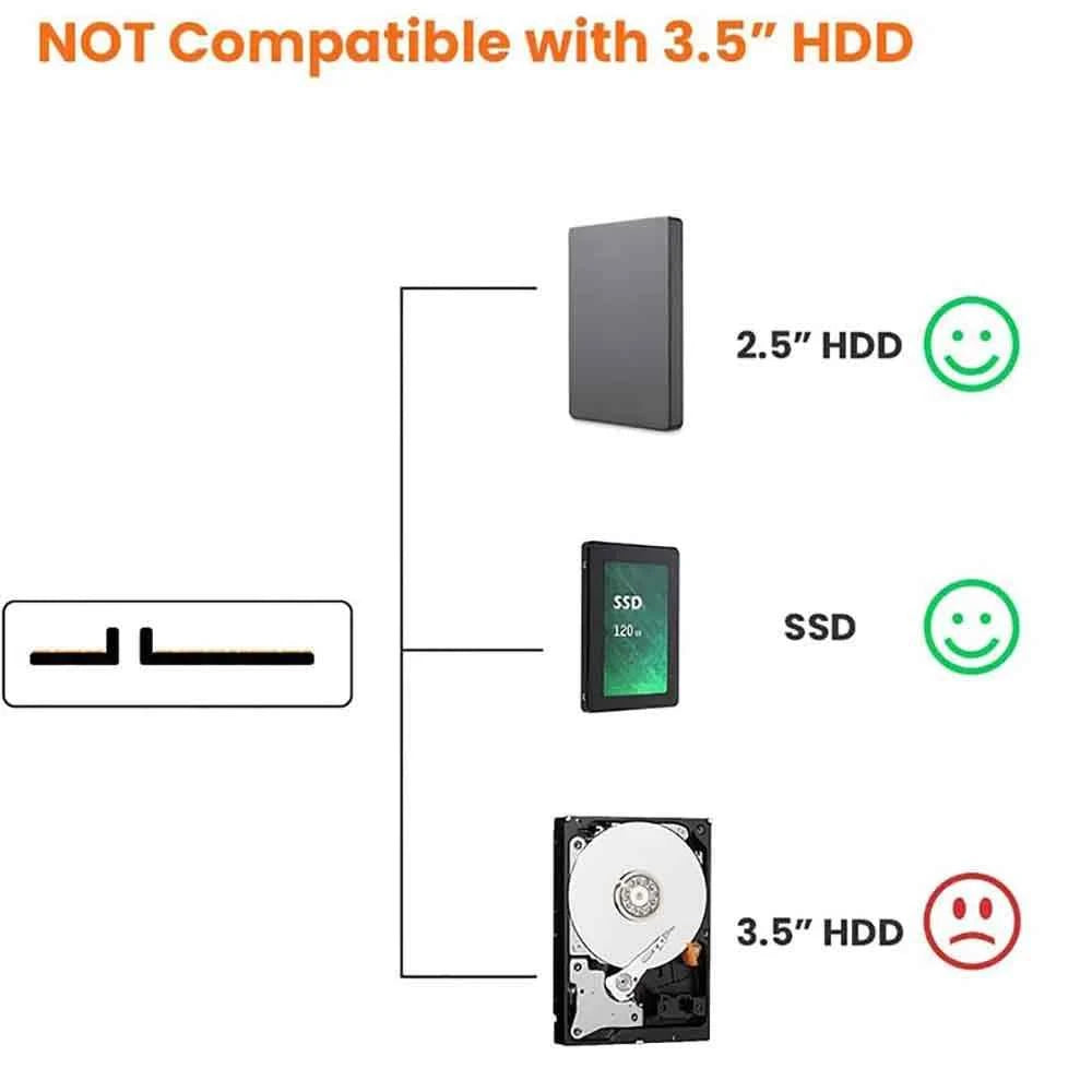 USB 3.0 to SATA III Adapter Cable Type C Compatible for 2.5 HDD SSD Hard Drive Converter 6 Gbps SATA 22 Pin Cord