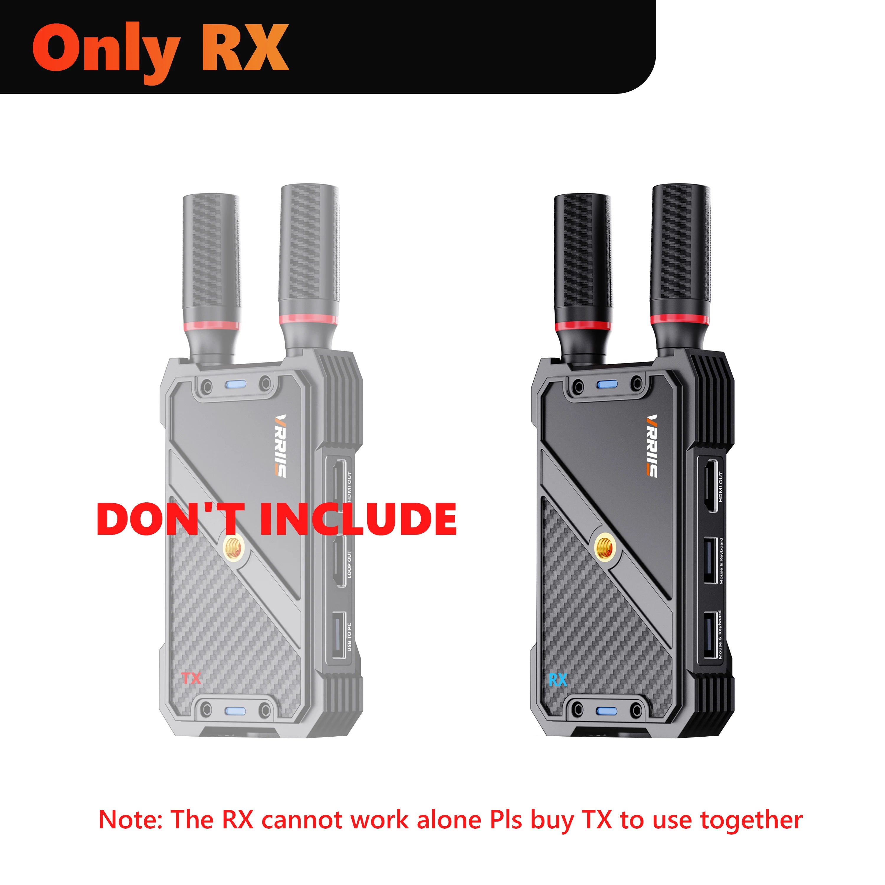 400M Wireless Transmitter and Receiver HDMI Video KVM Extender 5G 1080P 0.05S Latency with USB-C Mouse for PC Laptop Camera