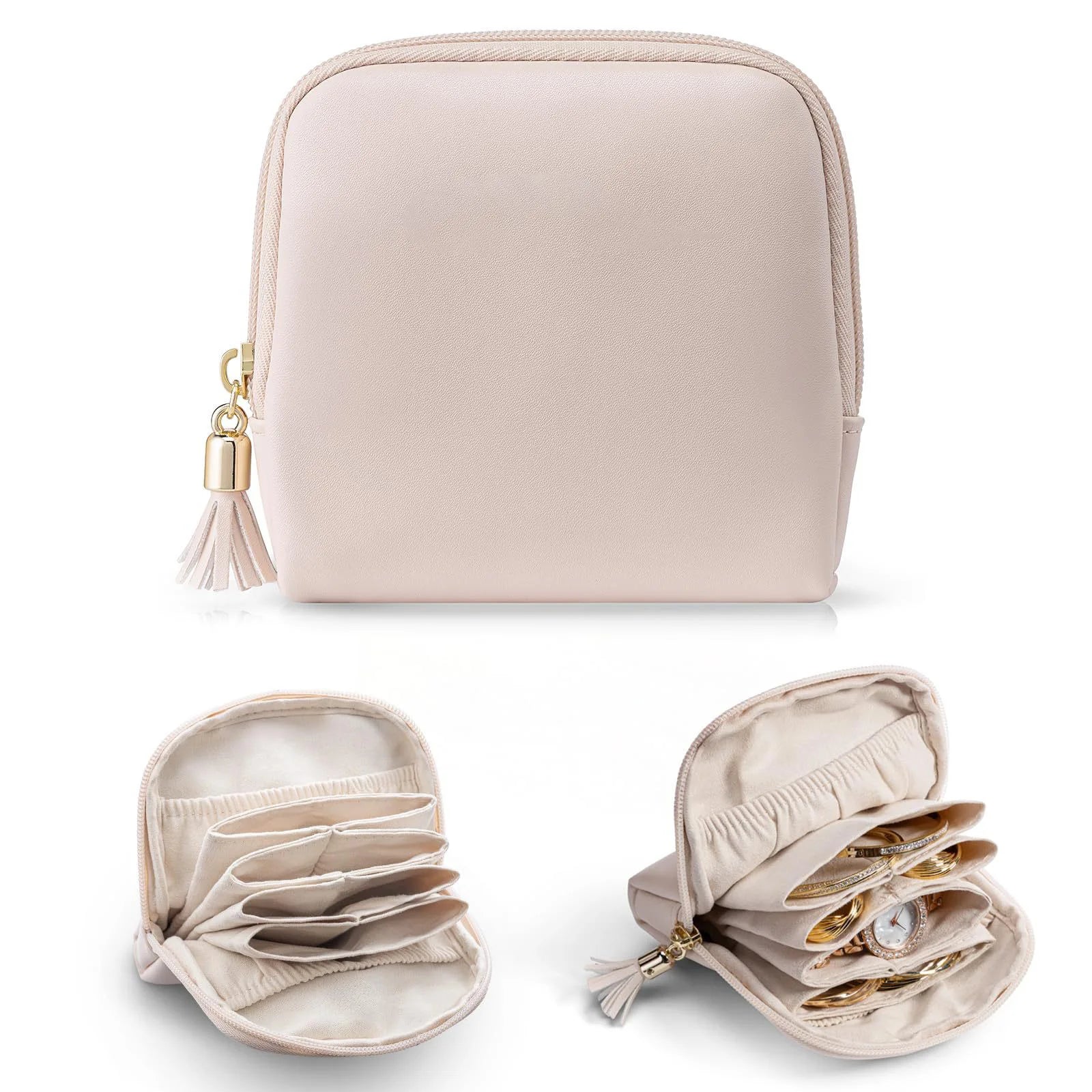 Portable Jewelry Bag Large Capacity Multiple Pockets Jewelry Organizer Bags Classified Jewelry Protective Case Coin Purse