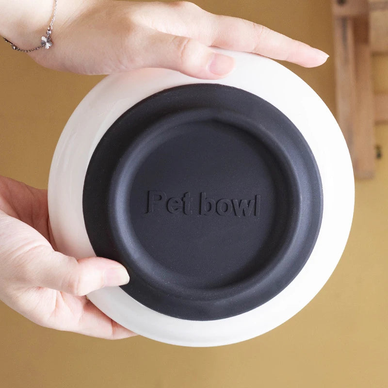 Ceramic Cat Food Bowl with Non-Slip Base for Kittens