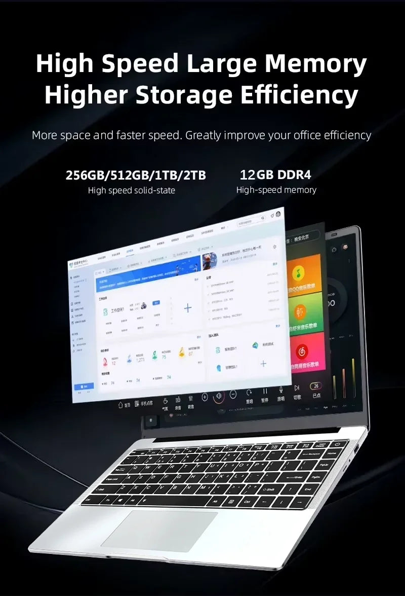 14.1 Inch Portable Laptop Computer Intel Core i7 8650U Dual Core 12GB RAM 512GB 1TB 2TB SSD Windows 11 Laptop Pc Gamer Notebook