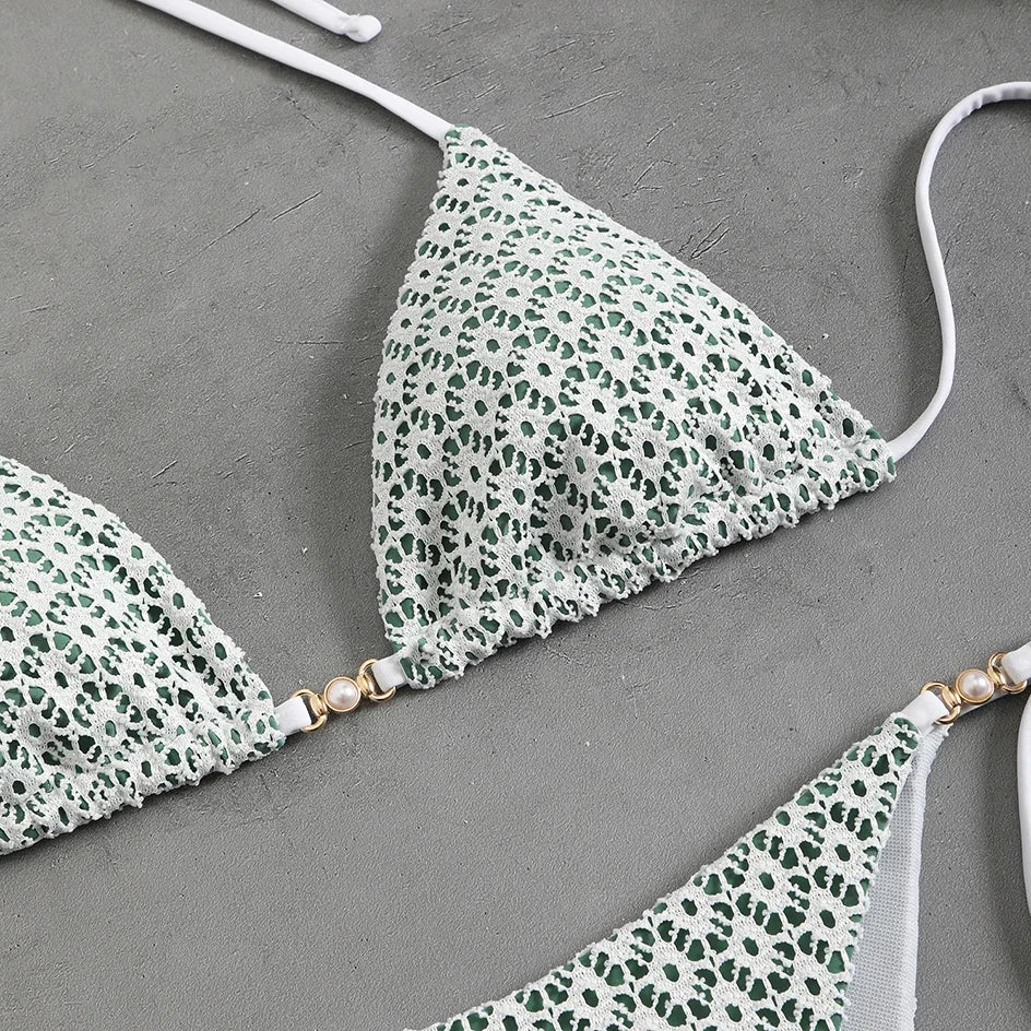 Sexy Micro Bikini 2025 Women Chain Swimsuit Female Swimwear Thong Bikinis Sets Brazilian Bathing Suit Beach Wear Lace Up Biquini