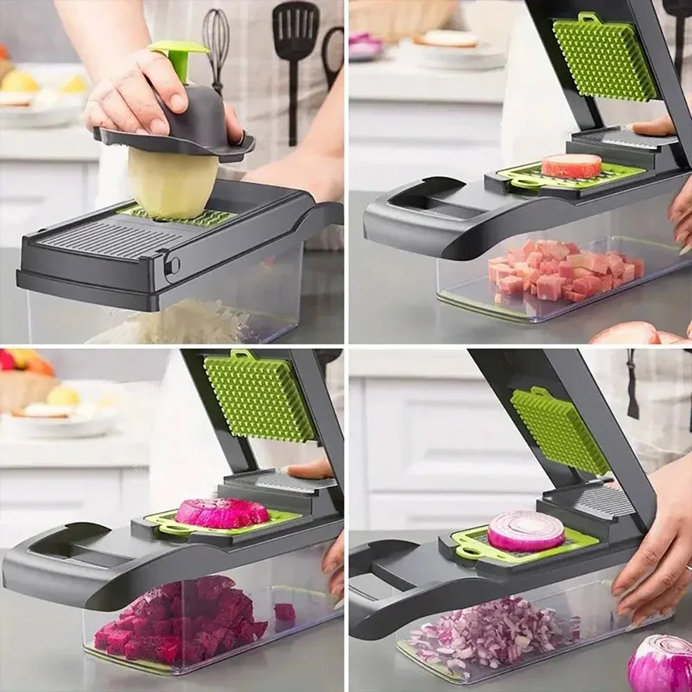 2026 Best-seller 16 IN 1 Multifunctional Vegetable Chopper Handle Food Grater Egg Liquid Separator Peeler Vegetable Slicer Dicer