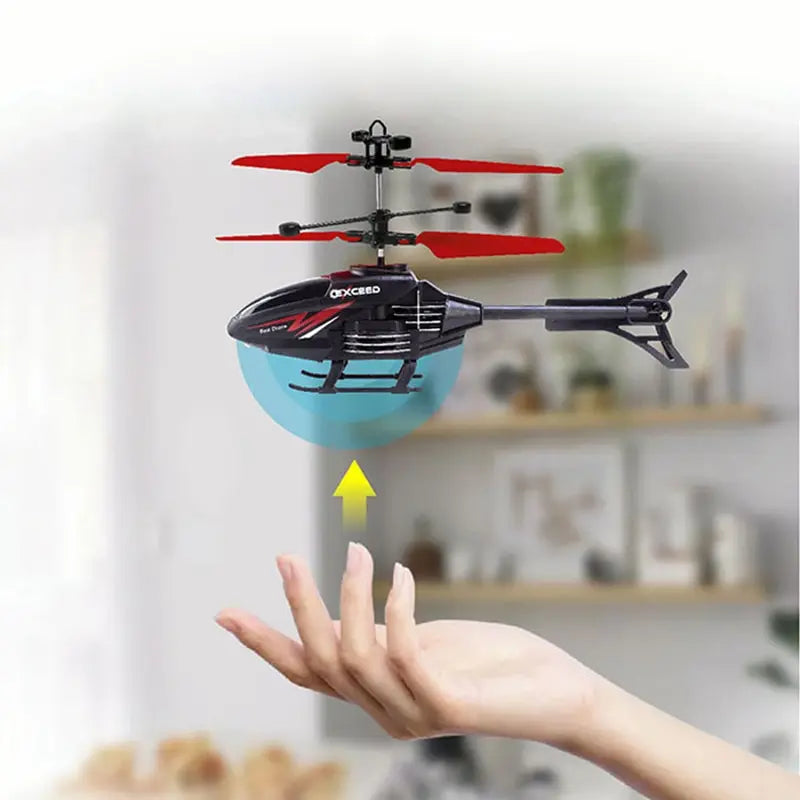 RC Helicopter 2CH Induction Remote Control Floating Airplane Gesture Control Aircraft Suspension Quadcopter with LED Kid Gift