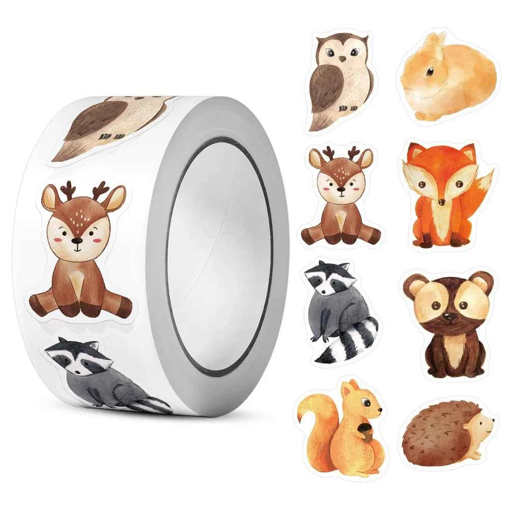 500pcs Funny Dogs Forest Animals MEME Stickers Roll Animal Cartoon Decals Toys Cute Sealing Labels Kids Reward Stickers Gifts
