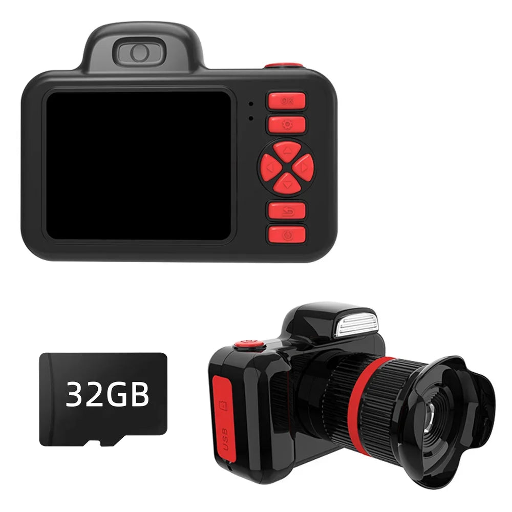 Kids Camera Toys Flash 1080P Photo Video Mini Camera 2.0 Inch Screen Long Lens Zoom Child Digital Camera Birthday Festvial Gifts
