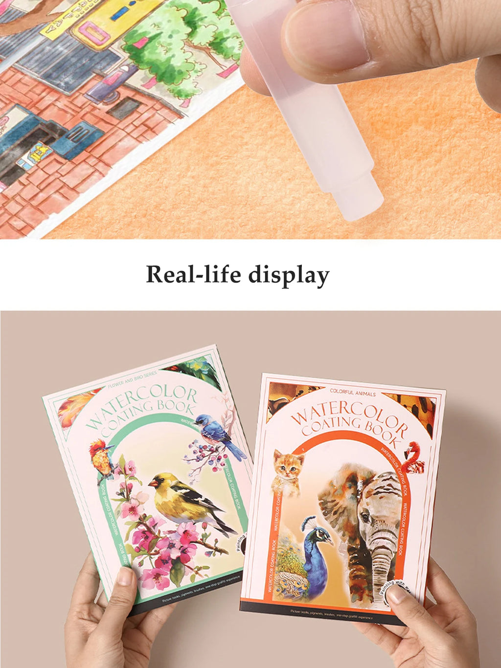 Kids Watercolor Coloring Book Educational Art Activity Reusable Non-Toxic Painting Kit for Toddlers&Creative Learning DIY Crafts