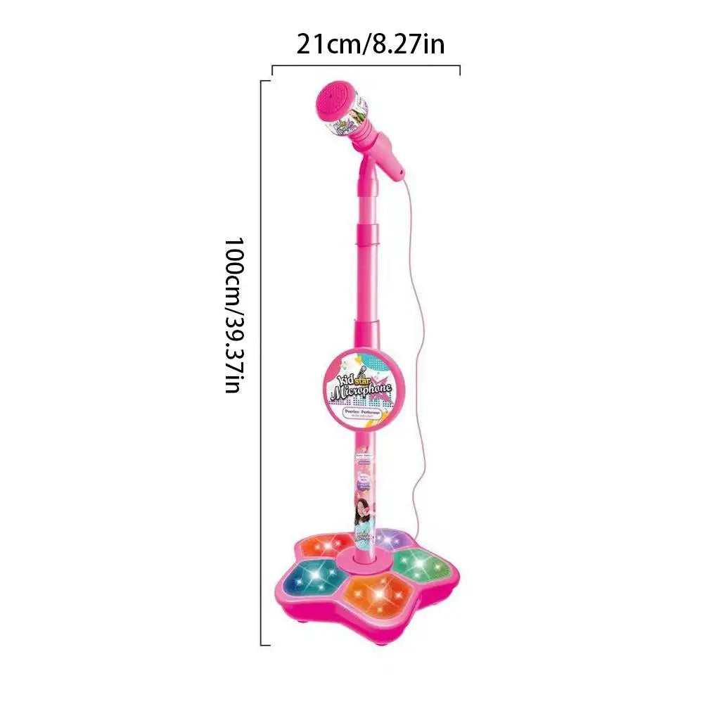Kids Microphone with Stand Karaoke Song Music Instrument Toys Brain-Training Educational Toy Birthday Gift for Girl Boy